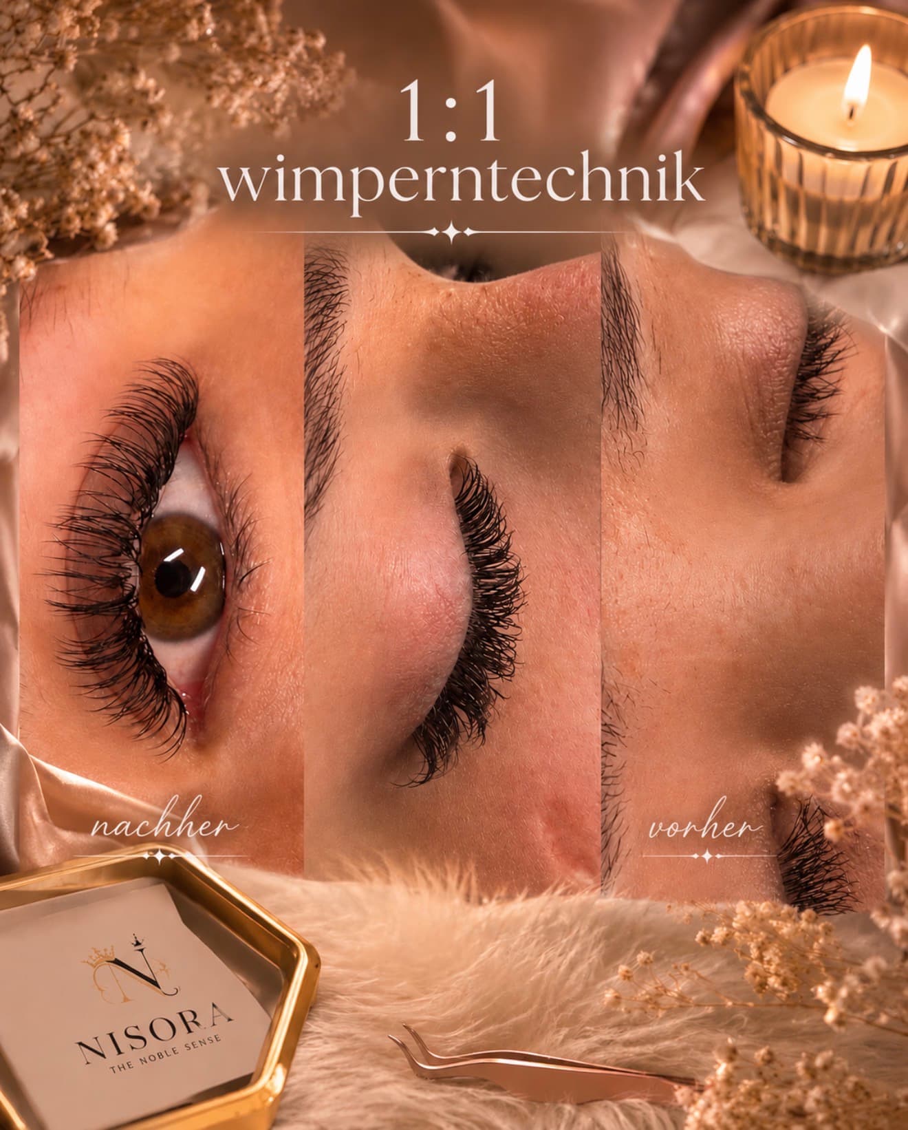 1-zu-1-Technik – Wimpern bei Nisora